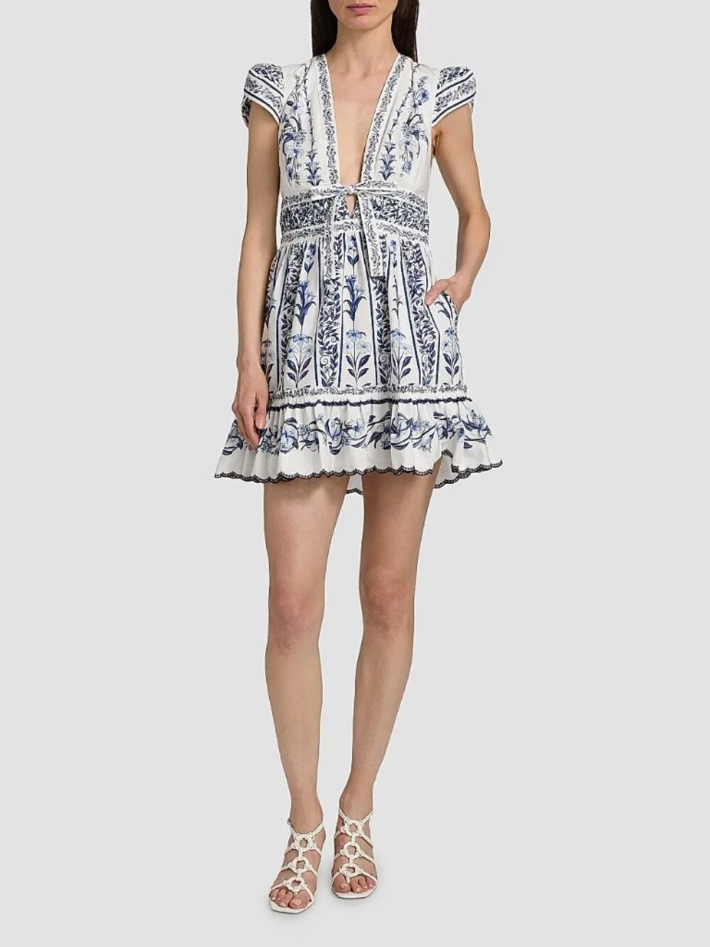 BNWT Farm Rio Off-White Flowers Arch Ruffled Mini Dress - Picture 9 of 10